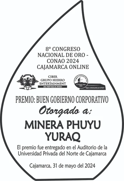 Nos enorgullece haber sido reconocidos por el CONAO 2024 Cajamarca Online por nuestras prácticas de Buen Gobierno Corporativo. Este reconocimiento subraya nuestro compromiso con la transparencia, la ética y la gestión responsable en todas nuestras operaciones.
